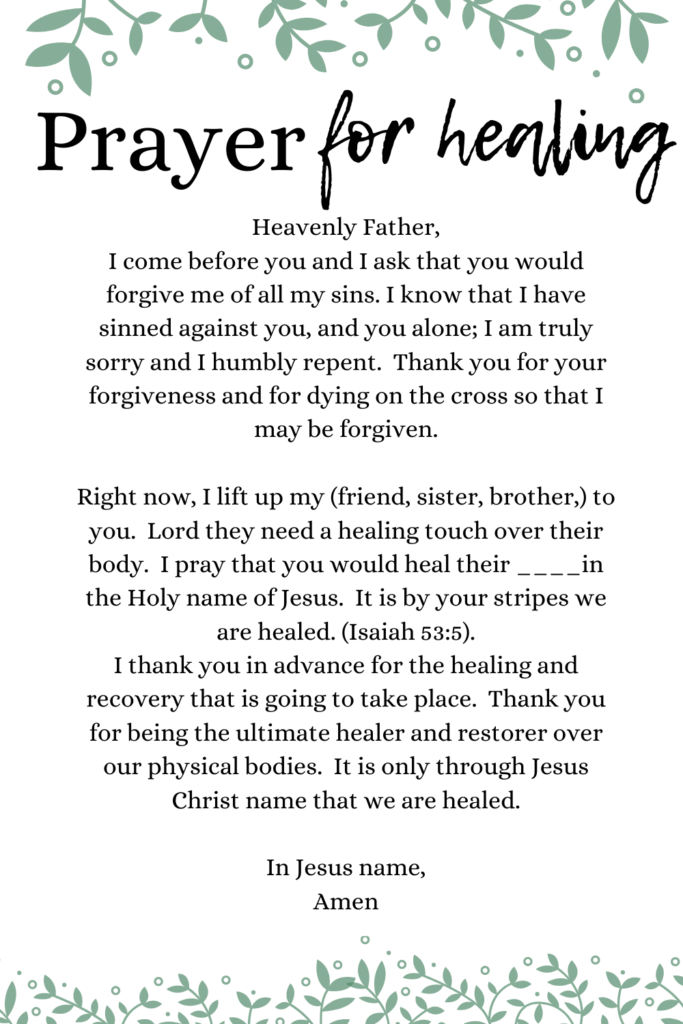 short prayer for healing and recovery